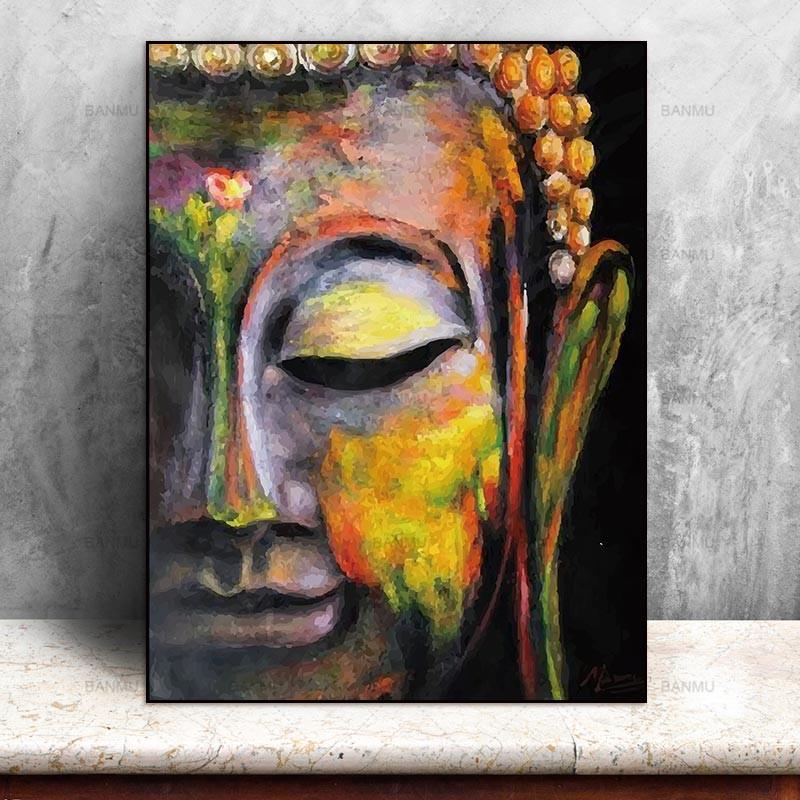 Peinture visage de Bouddha coloré 1 - Boutique Namaste