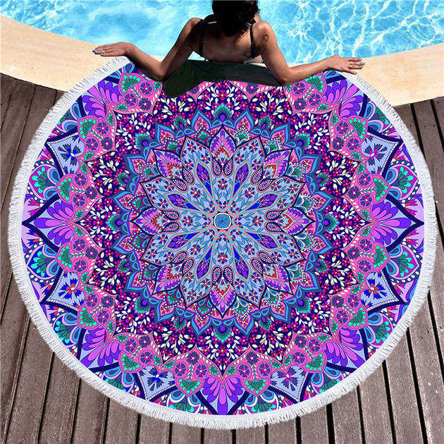 Serviette de plage ronde - Mandala pétillant - Boutique Namaste