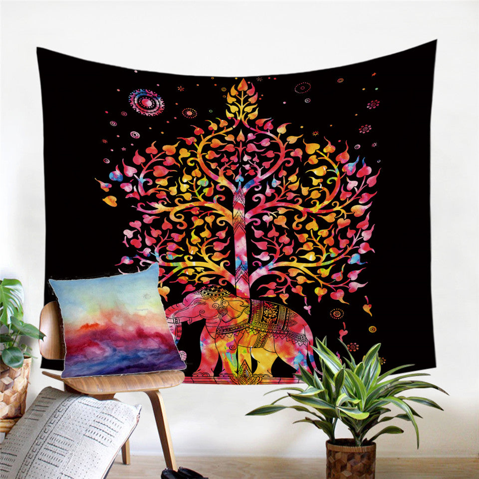 Toile Murale Mandala - Eléphant coloré - 2 coloris - Boutique Namaste