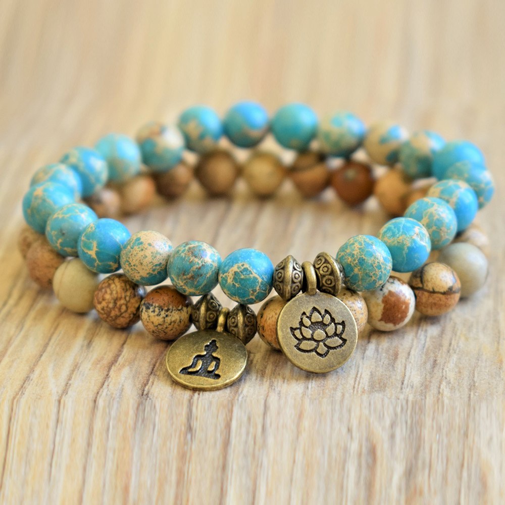 Duo de bracelets en Jaspe - Energie et Confiance - Boutique Namaste