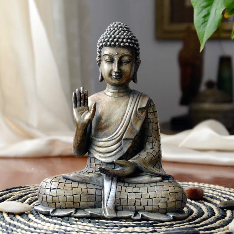 Figurine de Jardin Bouddha en Pierre Artificielle Noir argenté Statue de  Feng Shui Zen méditation décoration l'intérieur et l'extérieur résine  Grande (33 cm, laotique) : : Cuisine et Maison