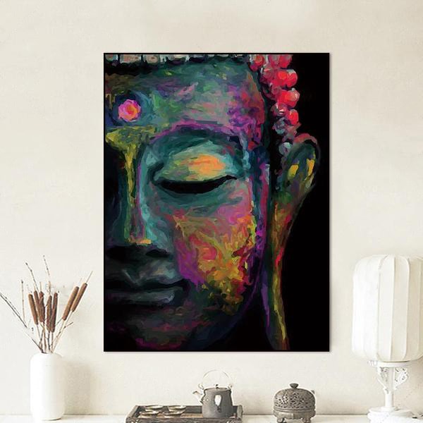 Peinture visage de Bouddha Pop Art - Boutique Namaste