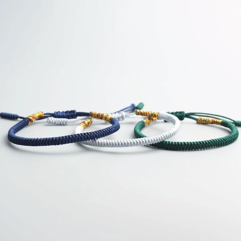 Triple Bracelet Tibétain Bleu Blanc Vert