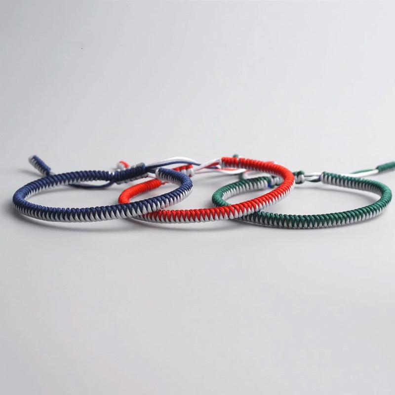 Triple Bracelet Tibétain Bleu Rouge Vert